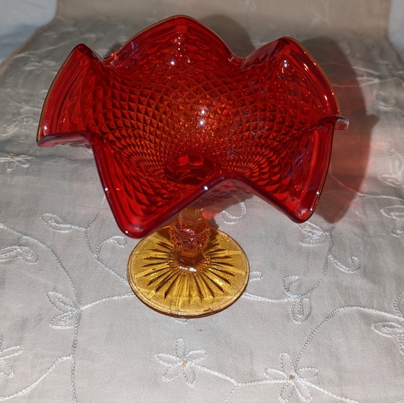Vintage Jeannette Amberina compote dish. - Picture 3 of 7